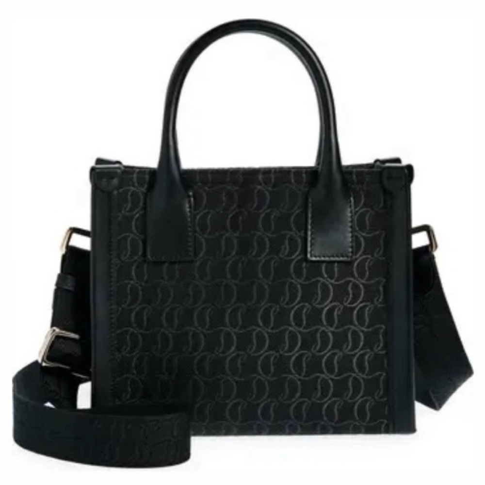 CHRISTIAN LOUBOUTIN BY MY SIDE TOTE BAG W/CROSSBODY STRAP BLACK CL MONOGRAM NEW!
